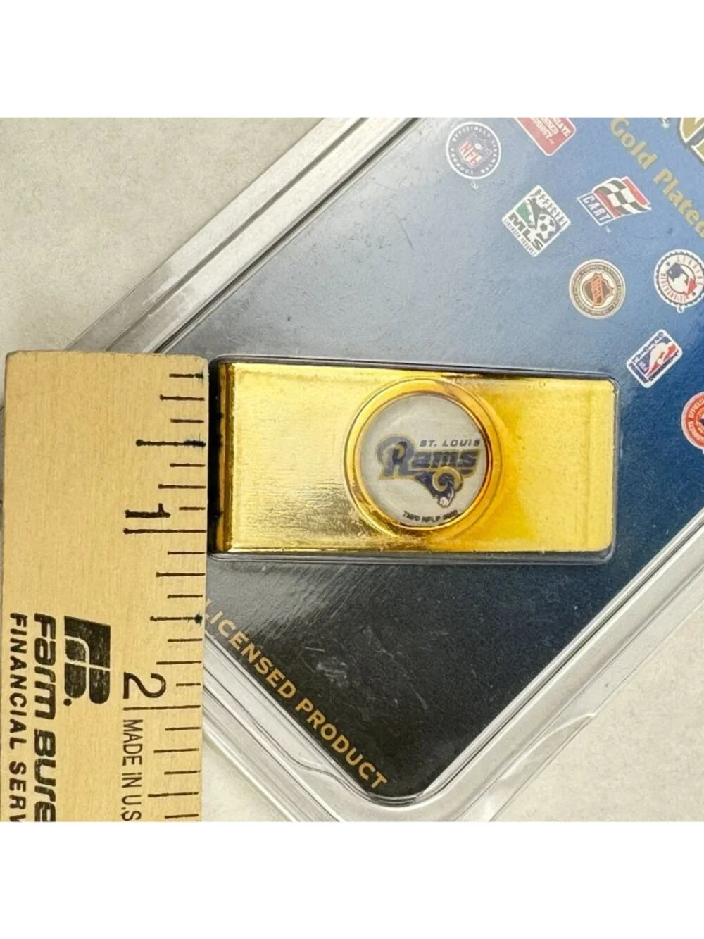 St. Louis Rams Money Clip 24Kt Gold Plated Solid Brass NFL By Tag Express NEW